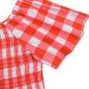 LQSZ Girls Dresses Plaid Smocked Dress Girls' Short Sleeve Summer Dresses for Kids 2-12Y (Red)