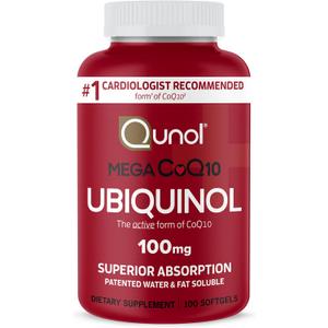 Qunol Mega Ubiquinol 100mg CoQ10, Superior Absorption, Patented Water and Fat Soluble Natural Supplement Form of Coenzyme Q10, Antioxidant for Heart Health, 100 Count Softgels BBD: 

08/31/2028