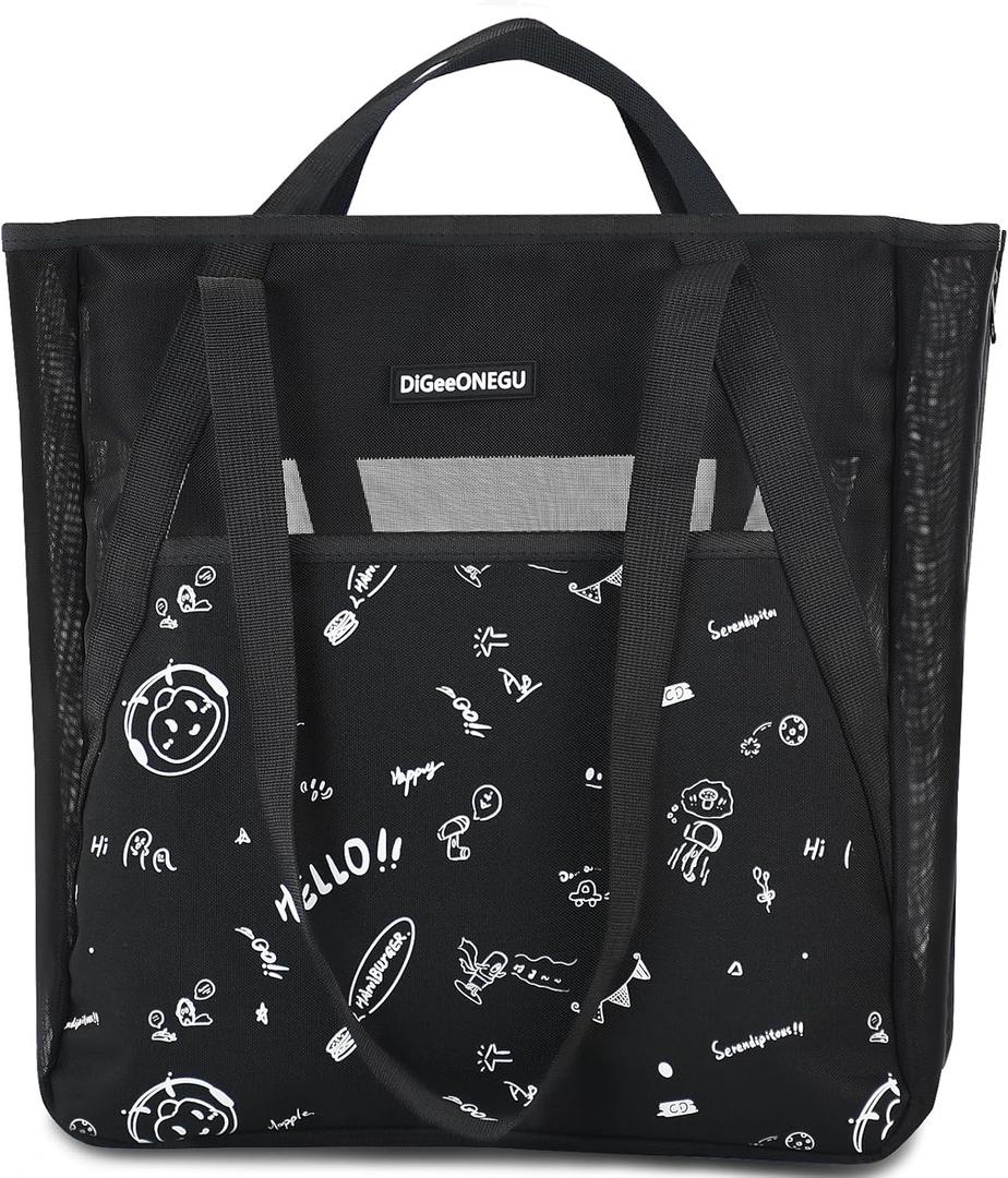 Beach Bag, Large Mesh Beach Bag Waterproof Sandproof, Beach Toy Tote Bag, Pool Bag with Pockets,Comfertable Strap