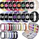 16 Pack Band Compatible with Apple Watch Bands 40mm 41mm 42mm 44mm 45mm 46mm for Women Men, Screen Protector Case Band&Organizer for iWatch Series 11 10 9 8 7 6 5 4 SEPlease select the correct size
