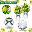 4 Pack Lemon Mason Jar Table Centerpiece, Artificial Lemon Home Centerpieces Fake Lemon Daisy Plants with Faux Leaves for Summer Wedding Farmhouse Office Kitchen Bathroom Dining Table Centerpiece