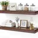 Floating Shelves for Wall,Wall Shelves for Decor Storage,Display Shelving 24 inch Set of 2,Wall Mounted Wood Shelf for Bedroom,Living Room,Bathroom,Kitchen,Brown (2pcs,Brown)