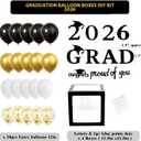 Graduation Decorations 2026 Grad Balloon Boxes for Balloon Arch Kit Black Gold Party Décor- 4Pcs Black Balloon Boxes with Letters & Balloons for Class of 2026 Photo Backdrop Props