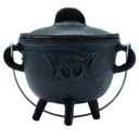 Cast Iron Cauldron with Lid and Handle, Witches Cauldron, Halloween Decoration
