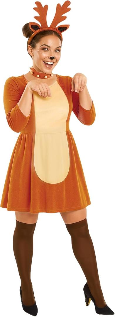 fun shack Reindeer Costume, Reindeer Costume Women, Christmas Character Costumes, Christmas Costumes For Women (XL, Green)