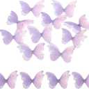 uxcell 30Pcs Sheer Mesh Butterfly Appliques, 50mm Two Layers Butterflies with Gem Applique Patch DIY 3D Craft Ornament for Wedding Party Home Decor Clothes, Dark Purple