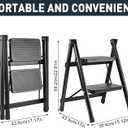2-Step Ladder, Folding Step Stool for Kitchen/Closet/Garage, Sturdy & Lightweight Aluminum Handy Ladder, 250 lbs Capacity, Anti-Slip Pedals, Compact & Portable for Home DIY & Everyday Use