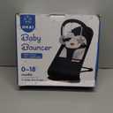 HKAI Baby Bouncer, Portable Baby Bouncer Seat for Babies 0-18 Months, 100% Cotton Fabrics, 3 Modes of use with Rocker and Stationary Options, Infant Rocker Chair with Hanging Toys-Dark Grey