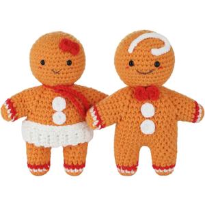2 Pcs Gingerbread Man Crochet Christmas Doll Gifts 6 Inch Gingerbread Man Ornaments Hanging or Table Decorations Christmas Ginger Bread Gifts for Friends Family Office Xmas Tree Party Favors