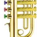 Lewtemi Gold Trumpet Musical Instruments Toy for Kid Toddler Fake Plastic Preschool Music Toy Gift NonProfessional Wind Instrument Early Educational Teaching Songs Gifts for Toddlers Children