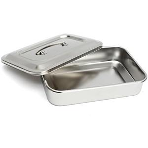 Stainless Steel Instrument Tray Organizer Holder with Lid & Handle Grip