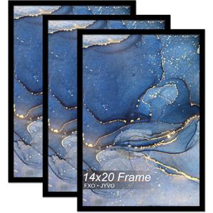 14x20 Picture Frame Set of 3, Black Frame for 14 x 20 Inch Picture Poster Photo, Light Weight and High Transparent 14 by 20 Frame for Wall - 3 Pack/Black/14 x20