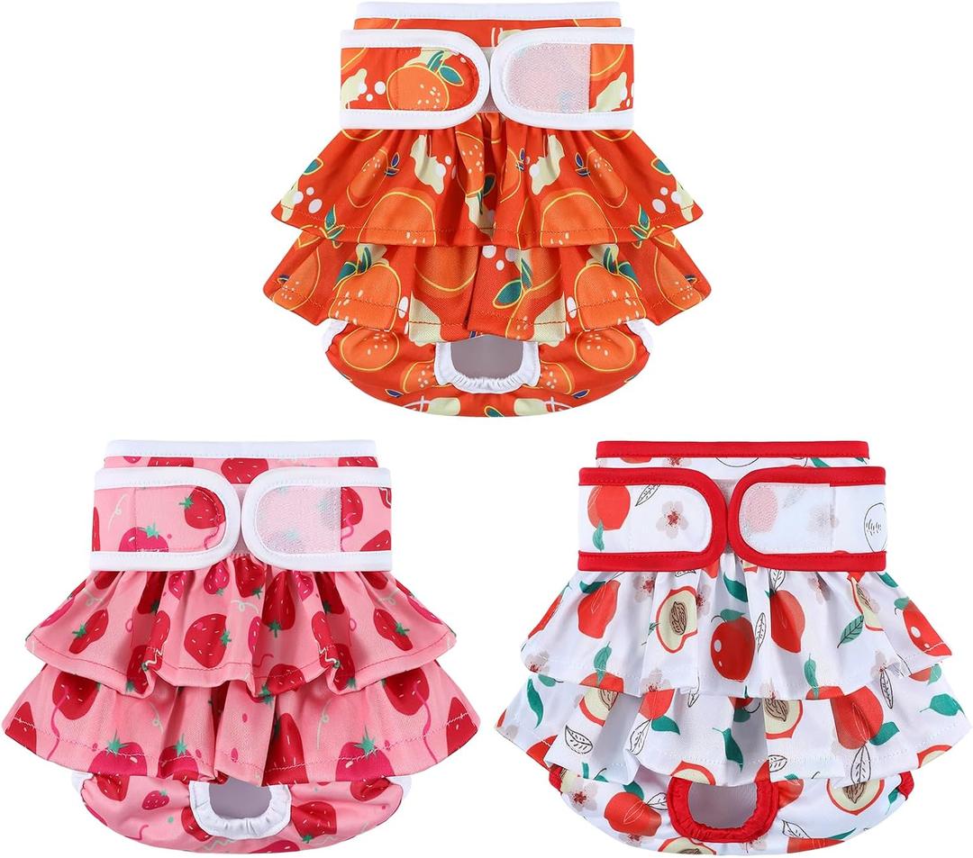 Dog Diapers Female Washable (3 Pack), Reusable Dog Period Diapers Female Doggie Diapers Puppy Diapers Female Dog Diapers for Heat, Incontinence, Excitable Urination,M