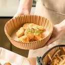 100 PCs Disposable Air Fryer Parchment Paper Liners, Disposable, Non-Stick, Oil-Proof, Water-Proof, Unbleached Baking Paper, Food Grade, Easy cleanup, Mess-Free, for All Roasting Baking (20 cm Square)