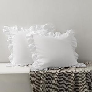 Couch Pillow Covers 20''x20'', Microfiber White Cover Pillow Set of 2, Soft Breathable and Non Shrinking Ruffle Pillowcases for Sofa Bedroom Car Decoration etc.