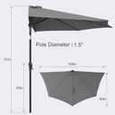 FLAME&SHADE 9ft Half Patio Umbrella - Half Outdoor Umbrella with Tilt UV Protection Waterprool, Half Round Table Umbrella for Wall Balcony, Pool, Porch, Garden, Deck, Market, Backyard (Anthracite)