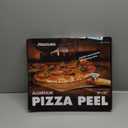 Pizza Peel Aluminum Pizza Spatula, Metal Pizza Paddle(14inx 16in) with Rocker Cutter Foldable Wood Handle, [Storage bag included], for Family Pizza Oven Baking Pizza, Dough, Bread & Pastry