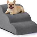 Aodisman Dog Ramp and Stairs for Small Dogs & Cats,3Step Pet Stairs for Couch Sofa and Chair,Indoor AntiSlip Dog Stairs for Old Cats and Puppy,Light Grey