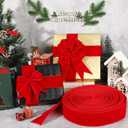 Syhood 2.5 Inch, 150 Yard Christmas Scarlet Velvet Ribbon with Gold Edge, Wired Ribbon Waterproof Velvet Decoration Wrapping for Xmas Tree Wreath Bows Floral DIY Craft Ornaments