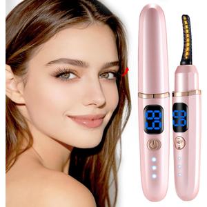 Heated Eyelash Curlers with Battery Indicator, Electric Eyelash Curler 3 Temperature Modes LED Display USB Rechargeable Makeup Tools, Heated Lash Curler Ideal Christmas Gift for Women W22