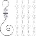 Ornament Hooks, 30 PCS Silver S-Shaped Hangers Hook Swirl Christmas Tree Hanger Metal Hooks with Crystal Beaded