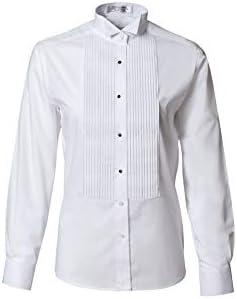 Women's Pleated Wing Collar Tuxedo Shirt 6