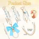 Sureio 5 Pcs Bag Extender Chain Pearl Purse Chain Ribbon Bow Keychain Extender Bag Strap Purse Charms Accessories for Handbag