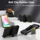 Rugged Phone Case for Samsung Galaxy A24 4G, with Belt Clip Holster & Kickstand Heavy Duty Shockproof Protective Full Body Case Cover for Samsung Galaxy A24 4G Phone (Black+Yellow)