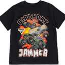 Monster Jam Birthday T-Shirt Toddler to Big Kid Grave Digger El Toro Loco Maximum Destruction 7-8