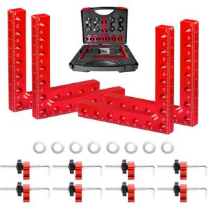 Corner Clamps for Woodworking 4 Pack 5.5"x 5.5" Right Angle Wood Clamps 90 Degree Carpenter Tools Positioning Squares for Frame,Box,Drawer,Cabinets,Gifts for Men Dad Red 4 Pack Set