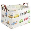  FXOLCSHE Rectangular Car basket, Car toy storage box, Collapsible Car Storage basket for boys, Waterproof PE Coating Storage, bedroom decor, Nursery hamper, Toy Organizer, Gift Basket(Vehicles)