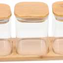KICHOUSE Kitchen Condiment Containers Glass Spice Jar Lid Tray Salt Sugar Storage Jars Airtight Lids for Seasoning