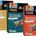 KIND Bar Minis, Variety Pack, Dark Chocolate Nuts and Sea Salt, Peanut Butter, Caramel Almond, Healthy Snacks, 3g Protein, Gluten Free, Low Sugar/Calorie Snacks, 30 Count