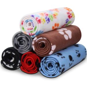 Comsmart Dog Blankets for Small Dogs, 6 Pack Puppy Blanket Cute Paw Print Pet Blanket for Dog, Puppy, Cat, Kitten, 24x28 inches (6 Pack of 24x28 Inches, Multi-colored)