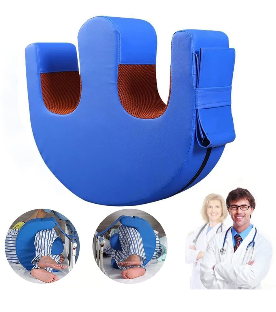 YHK Bedridden People Turning Device, Prevent Muscle Atrophy Elderly with Removable Straps U-Shaped Multifunctional Turning Pillow, Bedroll Pillow Bedridden Nursing Supplies (Dark Blue Straps)