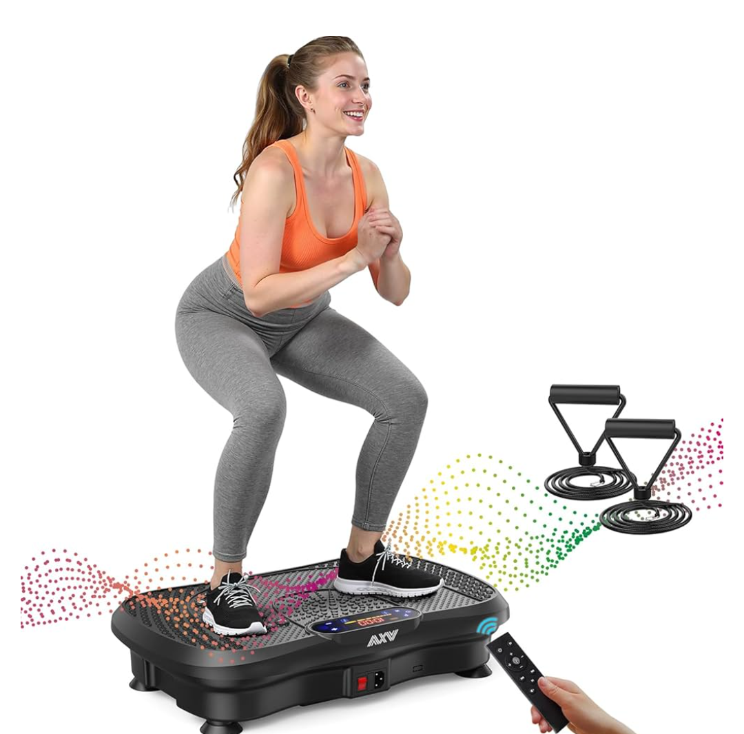 AXV Vibration Plate Exercise Machine Whole Body Workout Vibrate Fitness Platform Lymphatic Drainage Machine for Weight Loss Shaping Toning Wellness Home Gyms Workout