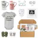 New Parents Gift Set Est 2026 Pregnancy Announcement Gifts for Couples-First Time New Mom Basket for Baby Shower Gender Reveal-Mom & Dad Mugs, Decision Coin, Baby Ultrasound Frame, Onesie, Bib, Socks