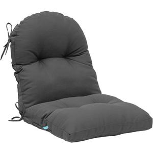 QILLOWAY Indoor Outdoor Seat Back Chair Pads Tufted Cushion, Spring/Summer Seasonal Replacement Cushions. (Set of 2, Dark Grey)