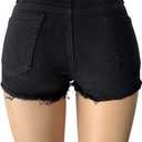 Aodrusa Womens Ripped Denim Shorts Mid Rise Body Enhancing Curvy Cutoff Distressed Jeans (Black, XL)