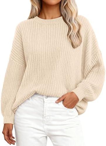 PRETTYGARDEN Fall Sweaters for Women 2026 Fashion Long Sleeve Casual Ribbed Knit Winter Clothes Pullover Jumper Tops XL