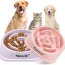 2 Pack Slow Feeder Dog Bowls for Healthy Eating, Non-Slip and Anti-Choking Design, Reduces Bloating & Overeating for Medium Dogs and Cats, Easy to Clean