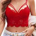 Avidlove Lace Bralette for Women V Neck Camisoles Adjustable Strap Two Layer Crop Top Bustier Tops (X-Large)