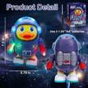 Musical Dancing Space Duck Toy, Walking Duck Robot with Lights & Sounds, Crawling Interaction & Tummy Time Toy for Babies Ages 1-3, Toddlers Birthday Gift (Blue)