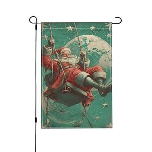 Santa Claus Garden Flag 12x18 Inch Double Sided Outdoor Flag Decorations Burlap Yard Flag For Holiday Outside Home