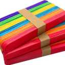 WISYOK 120 Pcs 6 Colored Jumbo Wooden Craft Sticks - Rainbow Wooden Popsicle Sticks for Creative Designs or Kids Education, Home Art Projects