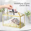 12.6" x 6" x 9" Wedding Card Box with Slot and Lock, Glass Card Holder for Party Reception, Centerpiece, Home Decorative, Gold (Glass Box Only) Slot Length 7.3 Inche