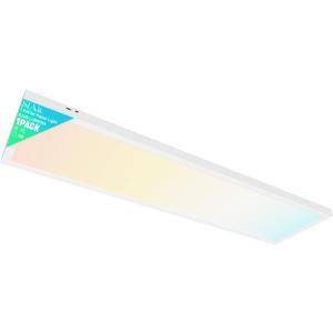 1x4 LED Flat Panel Light,Surface Mount Ceiling Light,5CCT 3000K/3800K/4500K/5200K/6000K Dimmable, 24W/30W/40W 5200LM Smooth Triac Dimming(10-100%), LED Light Fixture for Office Kitchen Garage,White