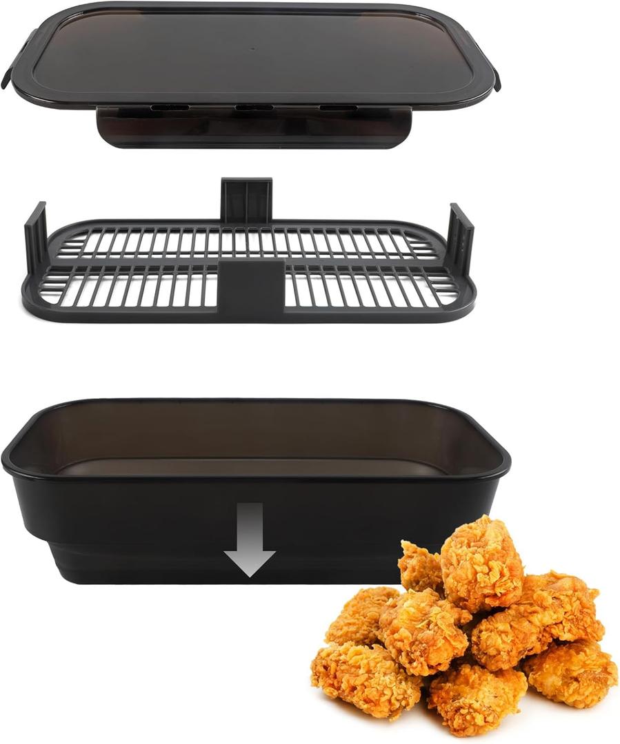 COOK WITH COLOR Collapsible Batter Bowl - Mess Free Breading Shaker Container - Great for Fried Fish, Fried Chicken, Onion Rings, Wings & More, Black