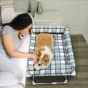 Bedside Cosleeper Pet Dog Bed - Dog Beds with Pillow Extension Attached to Human Bed Height Raised Pet Window Perch (34'' x 26'' x 20'')