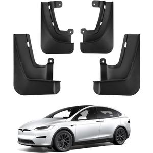 BASENOR 2026 Tesla Model X/Model X Plaid Mud Flaps Splash Guards No Drilling No Tape Mudguards Vehicle Tire Protector Mudflaps for 2022-2026 Tesla Exterior Accessories (Set of 4)
